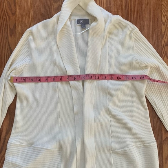 JM Collection Women's Open-Front Cardigan White Size LARGE - Picture 9 of 13